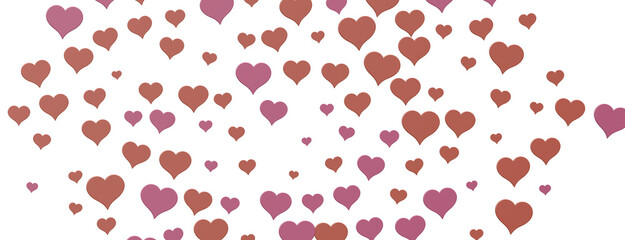 colorful flying hearts on a blue background. 3d