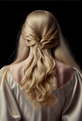 Naklejka premium Beautiful woman hairstyle, back view.