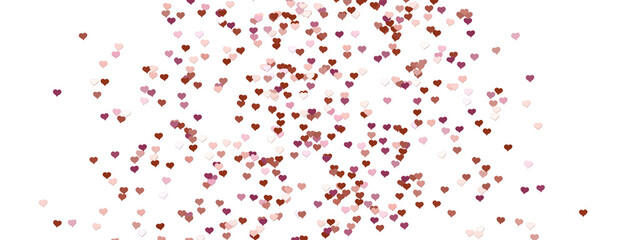 colorful flying hearts on a blue background. 3d