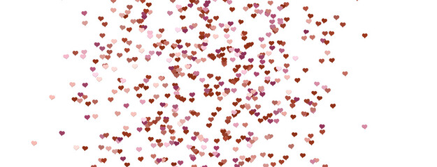 colorful flying hearts on a blue background. 3d