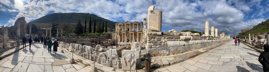 Panorama view to antique city Ephesus in Turkey 