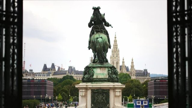 Archduke Karl monument at Heldenplatz square in front of Hofburg palace Vienna. 
