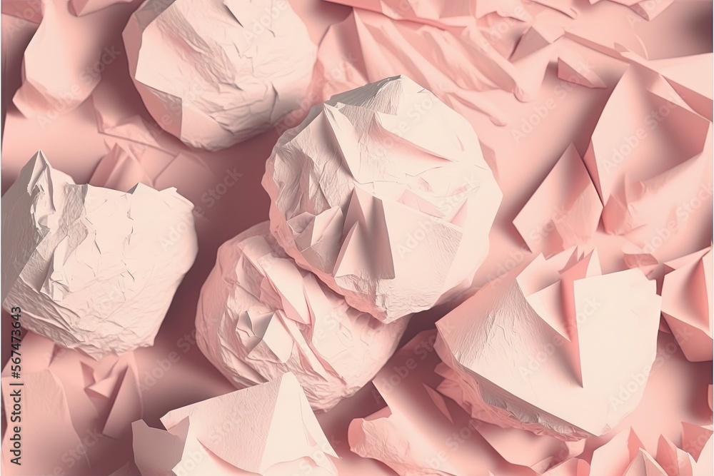 Poster a close up of a pink background with crumpled paper on top of it and a white background with a light