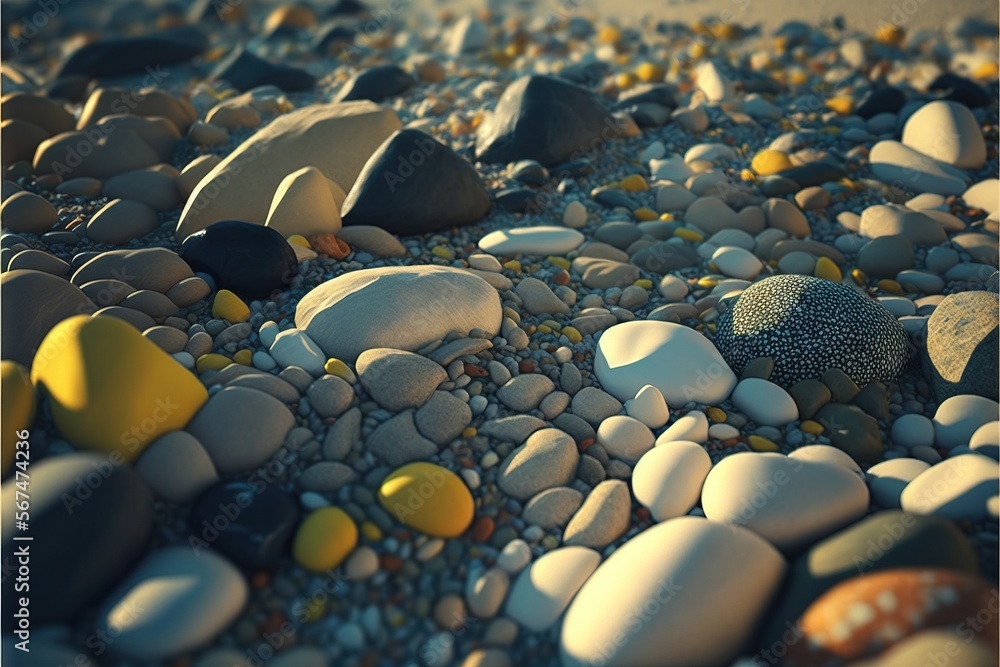 Poster a bunch of rocks that are laying on the ground with some rocks in the middle of them and some rocks 