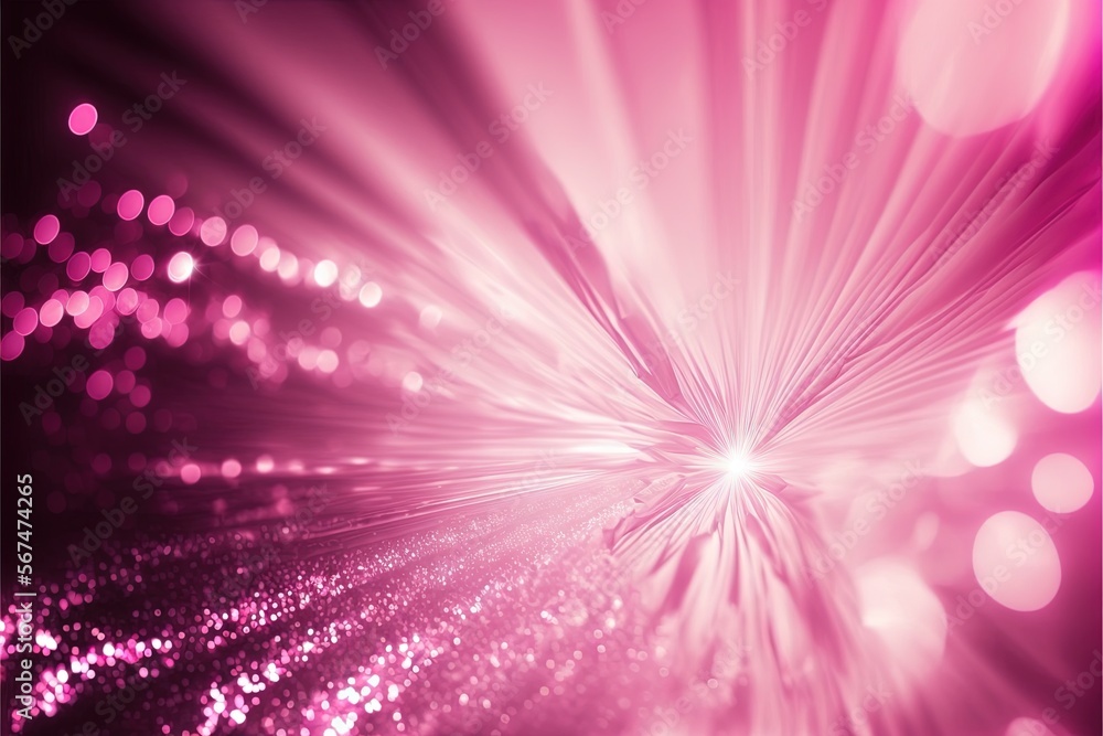 Poster a pink and black background with a blurry image of a starburst in the middle of the image and a pink