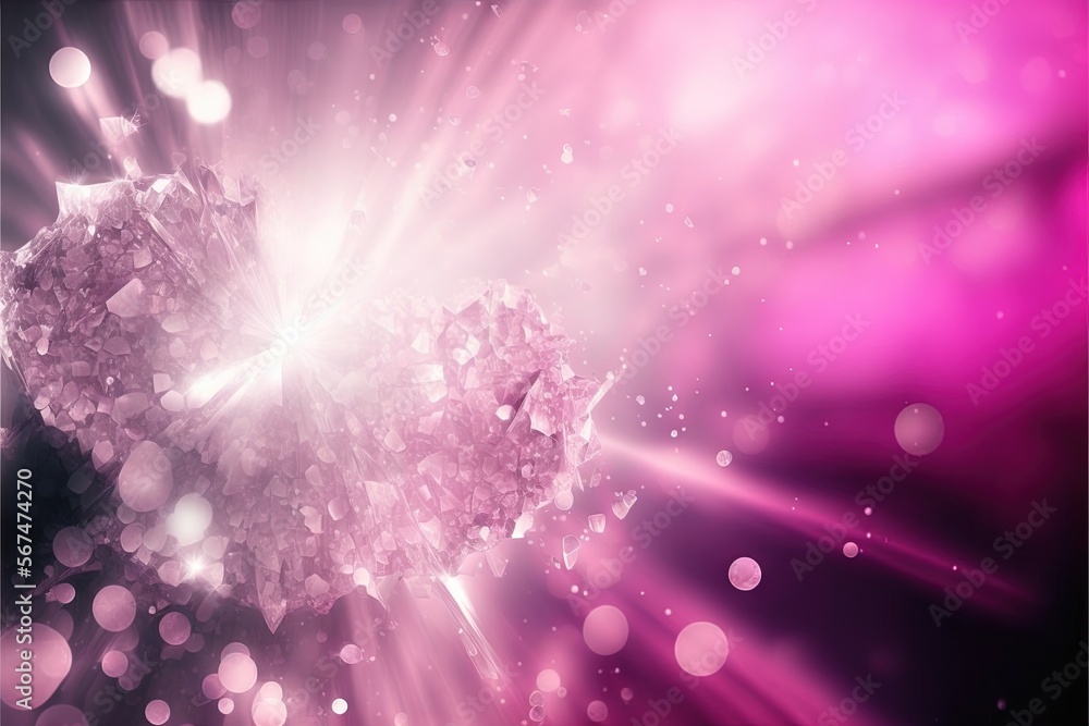 Poster a pink and black background with some lights and a starburst in the middle of the image and a pink a