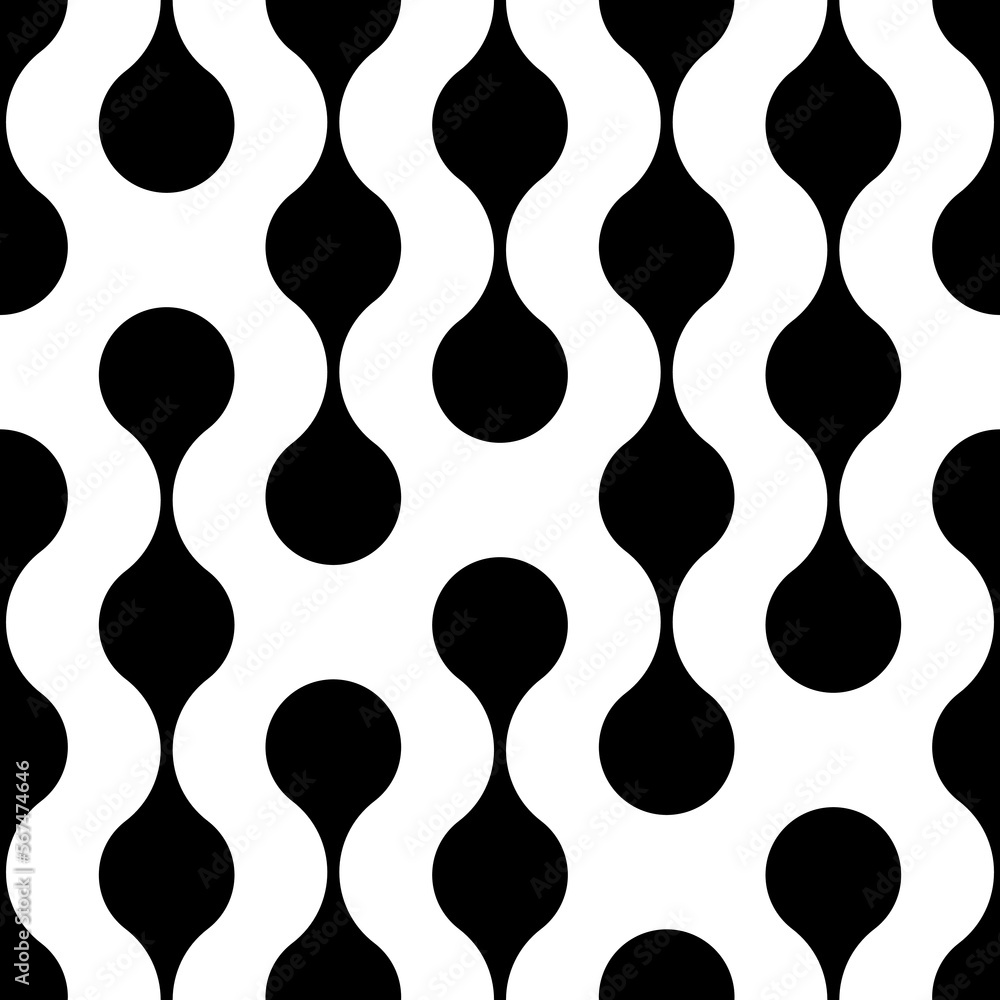 Poster circle seamless pattern. repeating black dot on white background. repeated metaballs wallpaper. abst