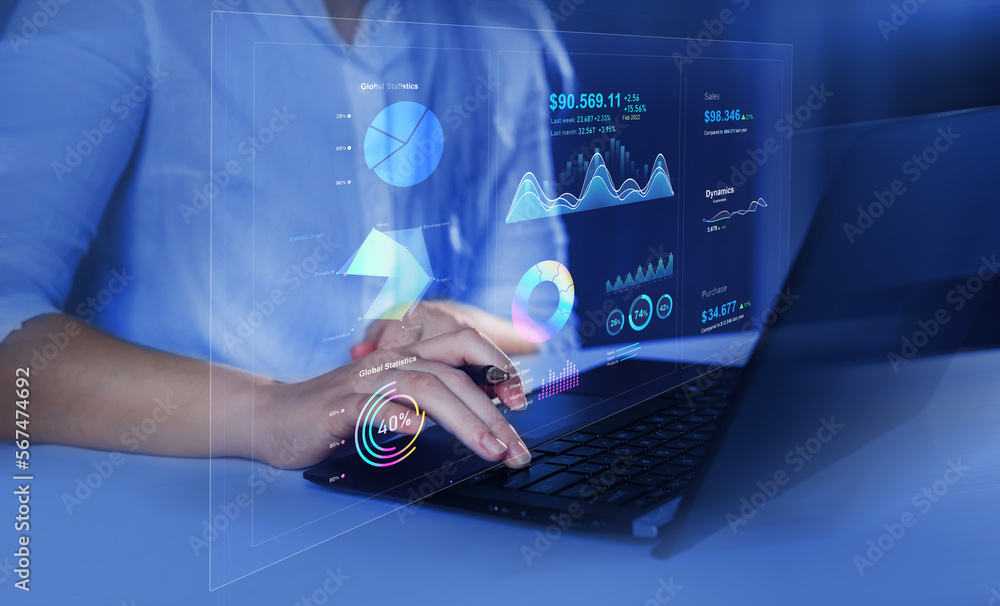 Poster data management and business analytics system. financial management technology.advisor using kpi das