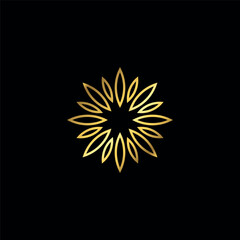 Gold Color Abstract Flower Decoration Mandala Vector Logo Template