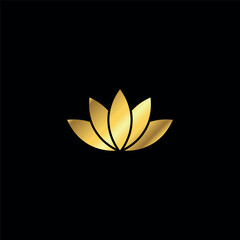 Gold Color Abstract Flower Decoration Lotus Flower Vector Logo Template
