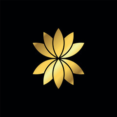 Gold Color Abstract Flower Decoration Mandala Vector Logo Template	