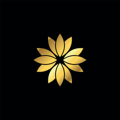 Gold Color Abstract Flower Decoration Mandala Vector Logo Template	