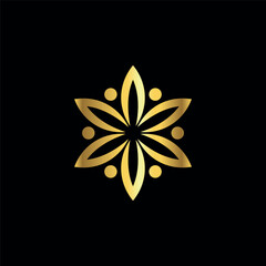 Gold Color Abstract Flower Decoration Mandala Vector Logo Template	