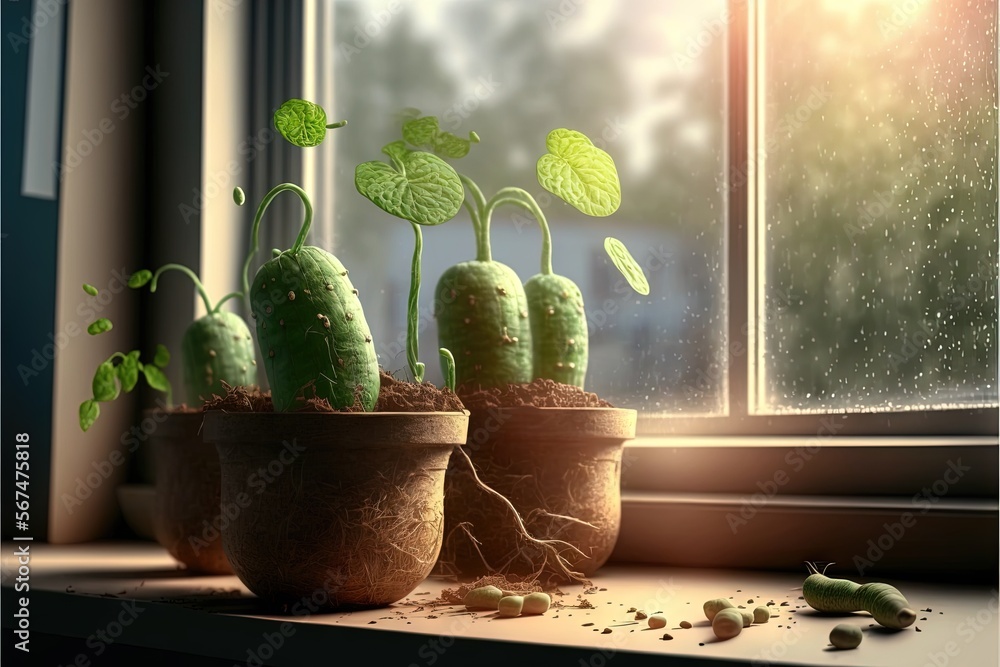 Poster a couple of plants that are sitting in a window sill next to a window sill with a window sill in the
