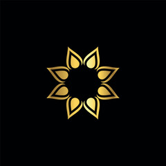 Gold Color Abstract Flower Decoration Mandala Vector Logo Template	