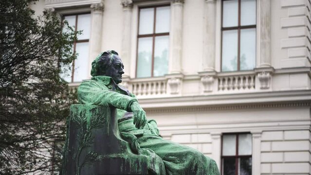Goethe Monument sculpture in Vienna, Austria. German writer Johann Wolfgang von Goethe.