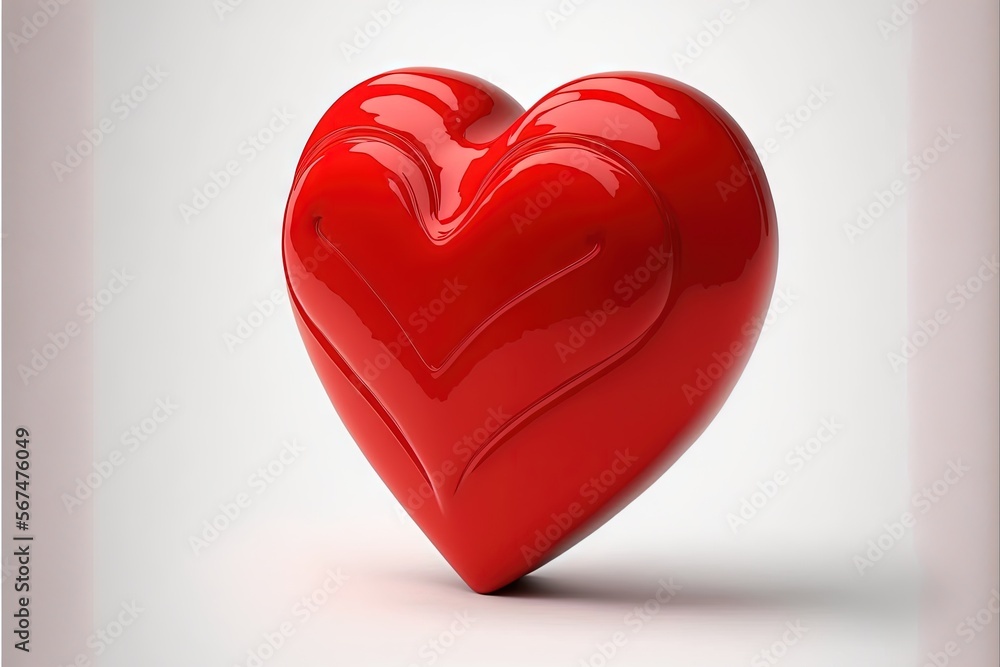 Aufkleber a red heart shaped object sitting on top of a white floor next to a wall with a pink frame around it