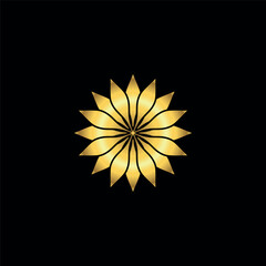 Gold Color Abstract Flower Decoration Mandala Vector Logo Template	