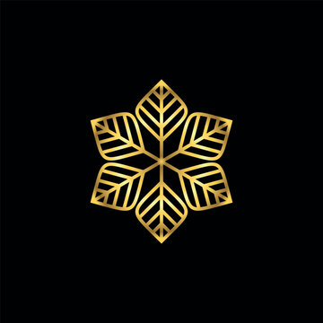 Gold Color Abstract Flower Decoration Mandala Vector Logo Template	