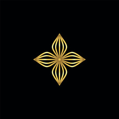 Obraz premium Gold Color Abstract Flower Decoration Mandala Vector Logo Template 