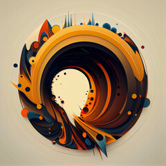 abstract background with circles, city on top, gradient background, fullscreen wallpaper