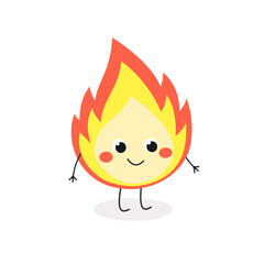 Cute cartoon fire flame character vector illustration