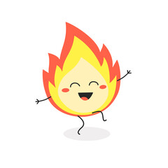Happy smiling cartoon fire flame character dancing