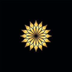 Gold Color Abstract Flower Decoration Mandala Vector Logo Template	