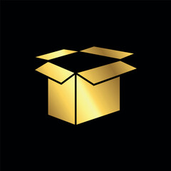 Gold Color Box Packaging Icon Vector Template