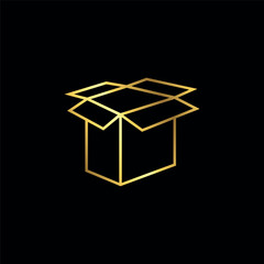 Gold Color Box Packaging Icon Vector Template