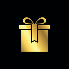 Gold Color Gift Box Icon Vector Template
