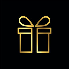 Gold Color Gift Box Icon Vector Template