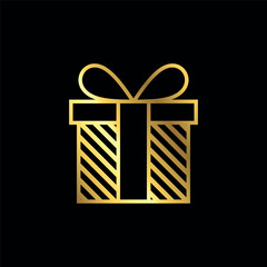 Gold Color Gift Box Icon Vector Template