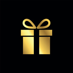 Gold Color Gift Box Icon Vector Template