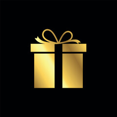 Gold Color Gift Box Icon Vector Template