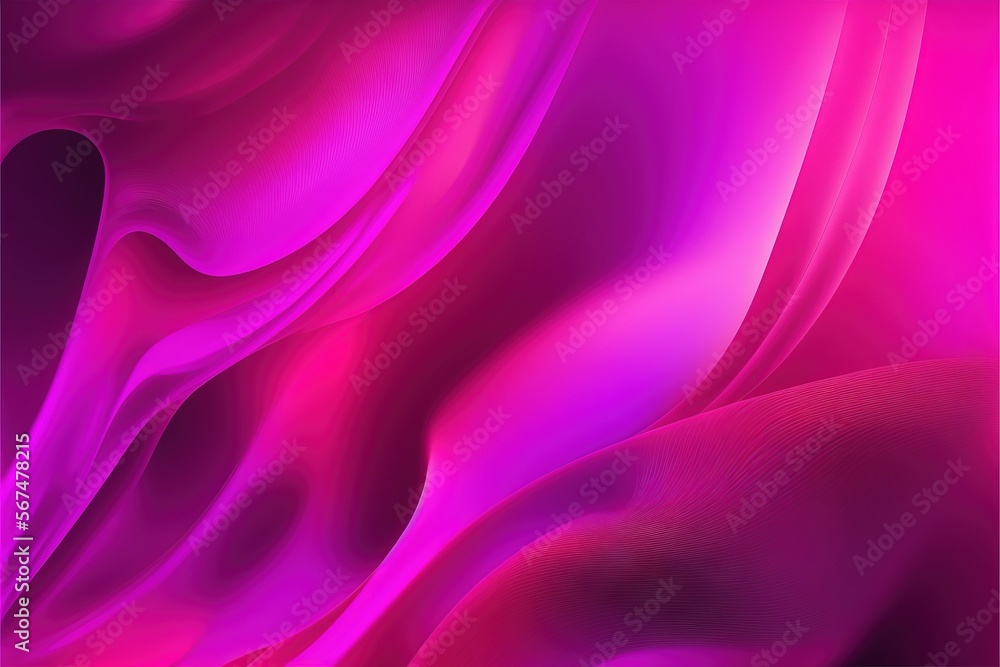 Poster a purple and pink background with wavy lines and curves in the center of the image is a computer gen