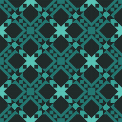 seamless black victorian geometric pattern with green mosaic ornament
