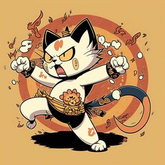 A chinese or japanese lucky cat illustration