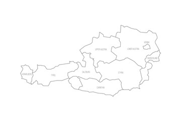 Austria political map of administrative divisions