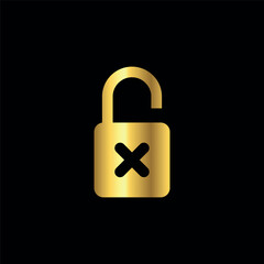 Gold Color Padlock Icon Vector Logo Template	