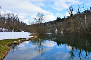 River Rak in Rakov Skocjan in Notranjska, Slovenia in winter