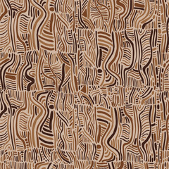 Earth tone seamless pattern abstract tribal texture pebble, roots. Boho nature colors and simple forms texture for design wrapper, dress, fabric, wallpaper.