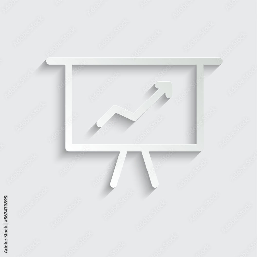 Poster board with growing graph - vector icon