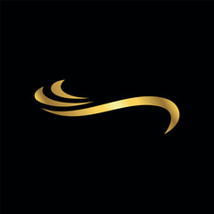 Gold Color Abstract Wave Water Element Vector Template