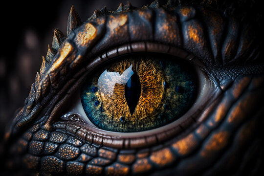 Dragon eye close up, generative ai