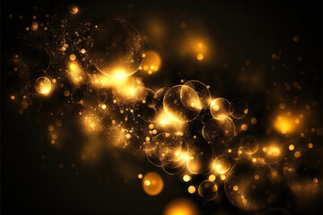 Golden abstract bokeh on black background