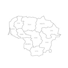 Lithuania political map of administrative divisions