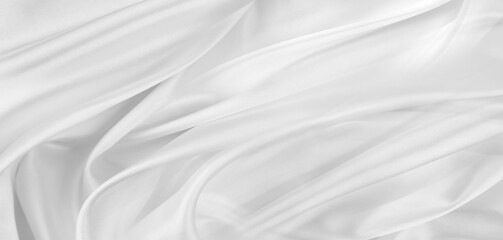 Fototapeta na wymiar Rippled white silk fabric texture background 