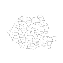 Romania political map of administrative divisions