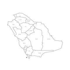 Saudi Arabia political map of administrative divisions